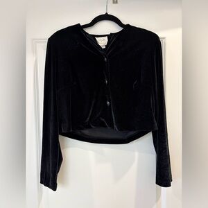 90s Vintage Vision Apparel Cropped Velour Cardigan, 100% Made in USA (Size M)